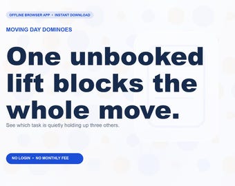 Moving Day Dominoes Offline Browser App, Moving Dependency Planner, Digital Download, No Subscription