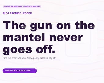Plot Promise Ledger Offline Browser App, Story Setup Payoff, Digital Download, No Subscription