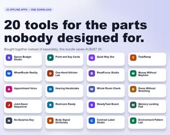 Accessibility App Bundle, 20 Offline Planning Tools for Disability and Chronic Illness, No Subscription, Instant Digital Download