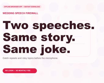Wedding Speech Firewall Offline Browser App, Wedding Speech Review, Digital Download, No Subscription