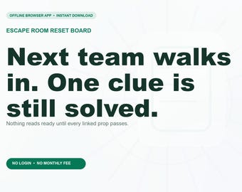 Escape Room Reset Board Offline Browser App, Escape Room Reset Ops, Digital Download, No Subscription