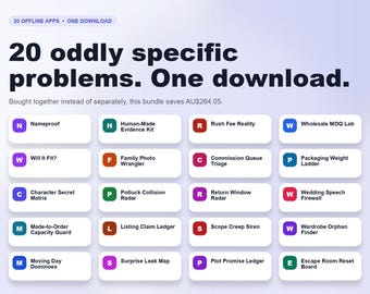 Offline App Bundle, 20 Unusual Browser Tools for Sellers Home Events and Writers, No Subscription Digital Download