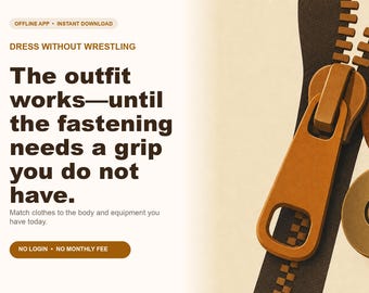 Dress Without Wrestling Offline Accessibility App, Accessible Dressing Matrix, Digital Download, No Subscription