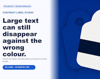 Contrast Label Studio Offline Accessibility App, Low-Vision Label Planning, Digital Download, No Subscription