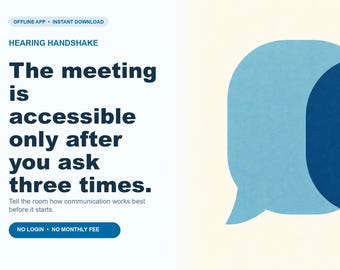 Hearing Handshake Offline Accessibility App, Hearing Access Preparation, Digital Download, No Subscription