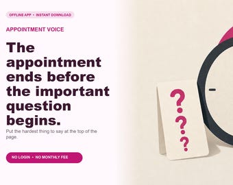 Appointment Voice Offline Accessibility App, Appointment Communication Prep, Digital Download, No Subscription