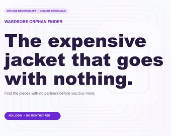 Wardrobe Orphan Finder Offline Browser App, Wardrobe Compatibility, Digital Download, No Subscription