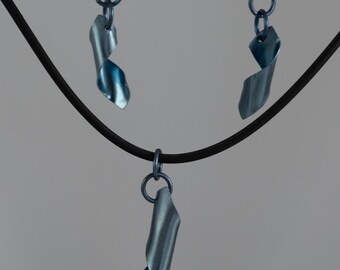 Juego de colgante y pendientes de niobio trenzado a mano, joyería hipoalergénica