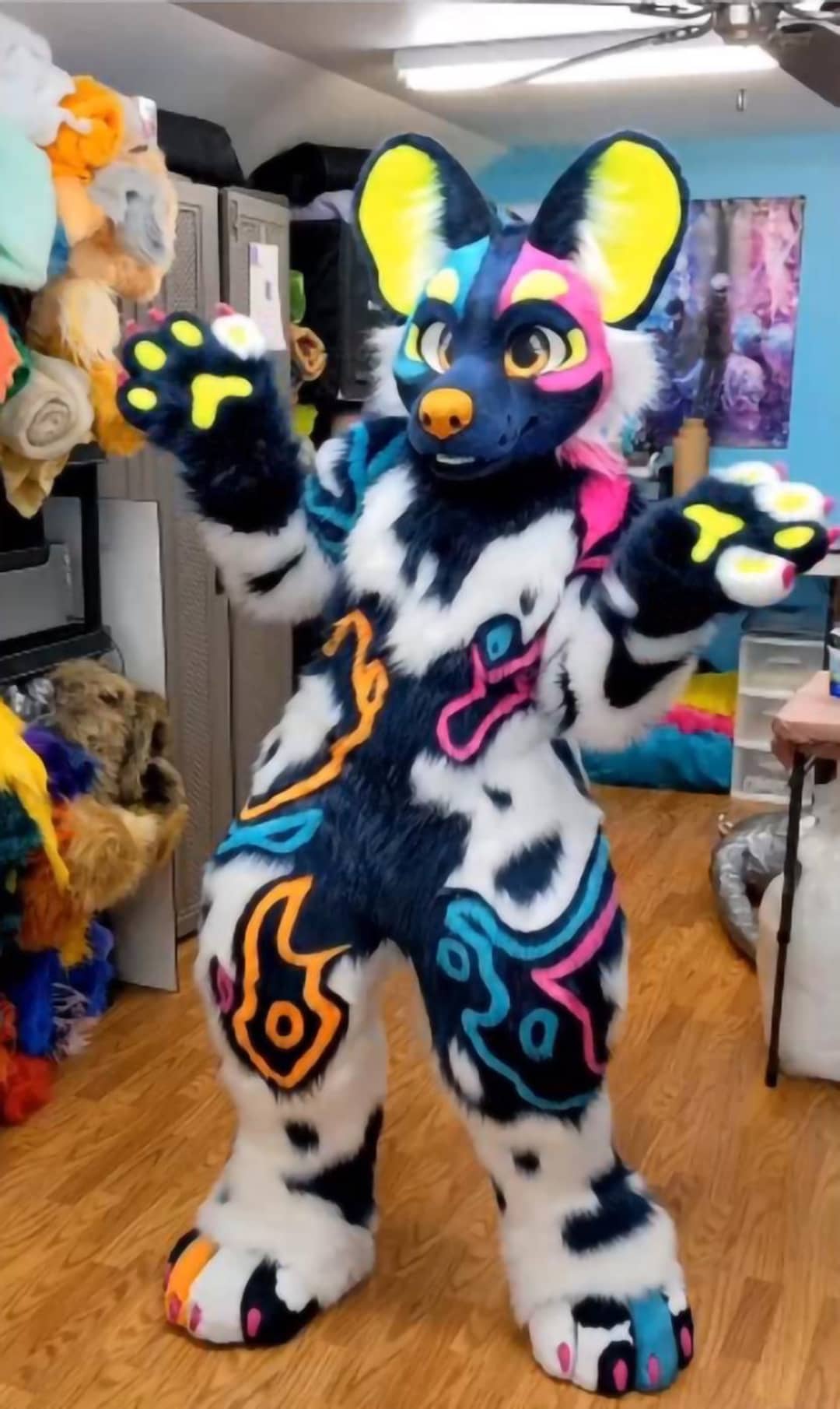 Colorful Wolf Full Body Fursuit Magnetic Eyes Ready Wear KIG Style ...