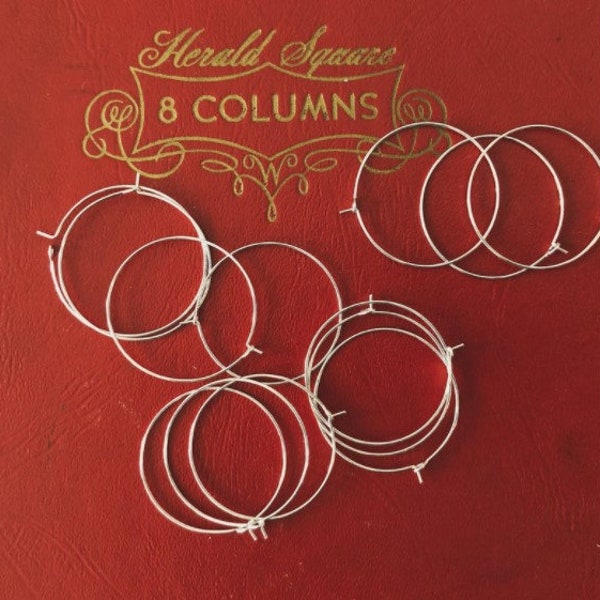 medium silver hoops | earwires | 35mm | choose your quantity | simple hoop earrings | platinum finish earring wire | beading earrings diy