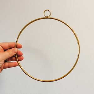 circular macramé hoop | wreath frame | circle fiber art loom | round hoop dreamcatcher diy supply | wall hanging ring | brass golden finish