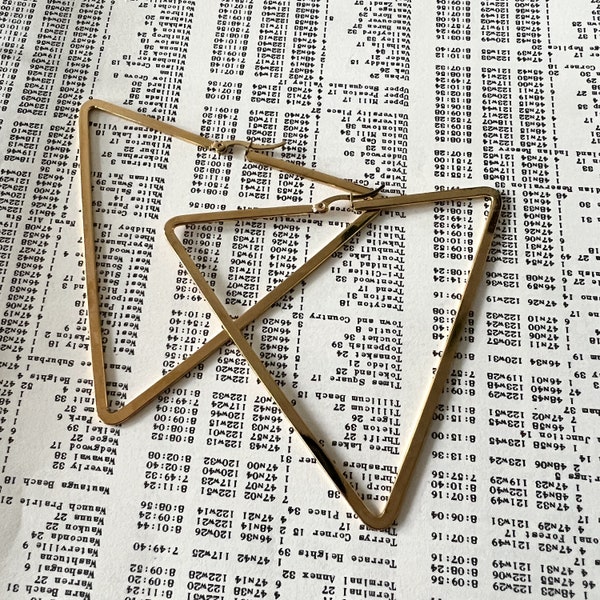 Golden Triangles | Large gold hoop earrings  | diy add your design  | triangle hoop earrings | stainless steel | hypoallergenic | geometric