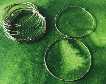 grote zilveren ringen | Oorhaakje 45 mm | roestvrijstalen kralenoorbellen 21 gauge | hypoallergeen bestand tegen aanslag | sieradenvoorraad:
