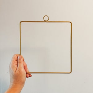 square macramé wreath frame | geometric fiber art loom supplies | dreamcatcher diy supply | wall hanging hoop | brass golden finish