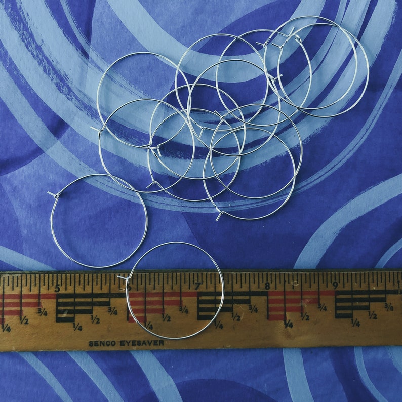 medium silver hoops earwires 35mm simple platinum hoop earrings jewelry making beading supplies hardware silver beading hoops image 5