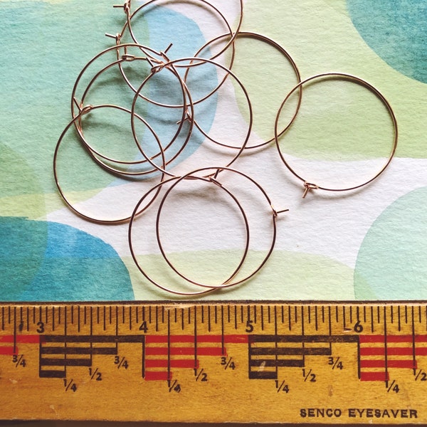 rose gold hoop earrings 30mm | destash jewelry supply |  choose  your quantity | rose gold finish plated earring hoops  | portland oregon