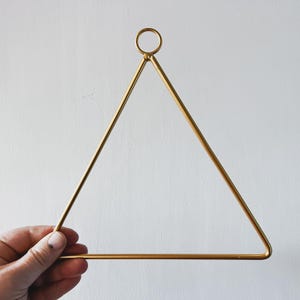 triangular macramé hoop | wreath frame | triangle fiber art loom | hoop dreamcatcher diy supply | wall hanging ring | brass golden finish