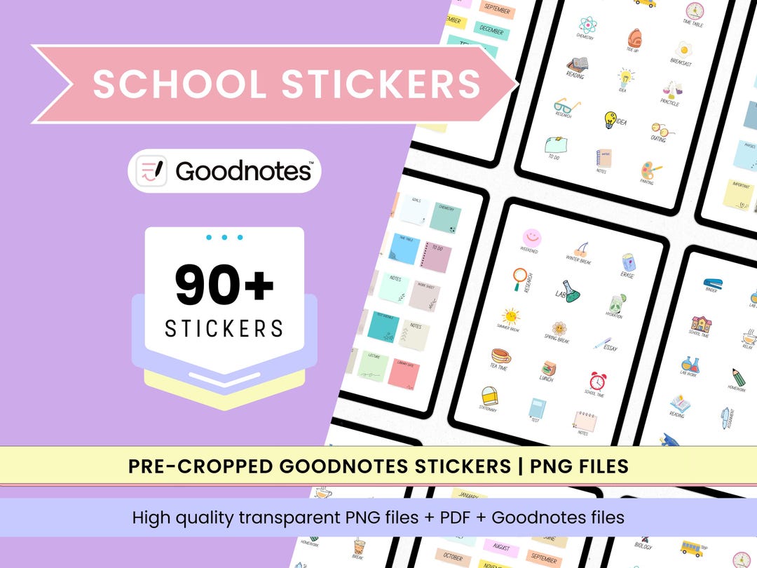 School Stickers for Goodnotes Stickers Back to School Digital Sticker ...