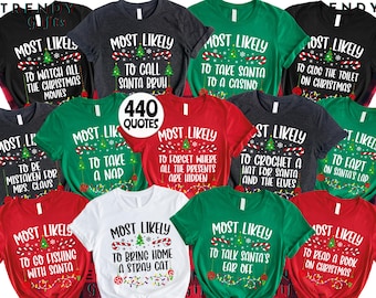 Matching Funny Christmas Shirts: Holiday Family 2025 Shirt,Most Likely To Christmas Shirts,Xmas Pj Tops,Christmas Party Tee,Christmas Cruise