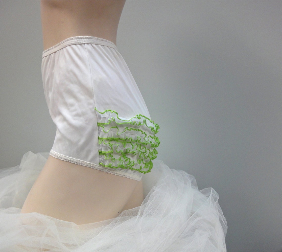 Vintage Lace Rhumba Panty White Nylon Ruffle Panty Green Etsy