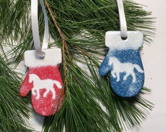 Mitten Horse Ornament Enameled Available in Two Colors