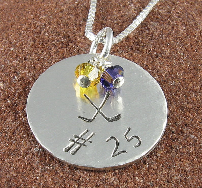 Hockey Necklace Sterling Silver Jersey Number Pendant with Etsy