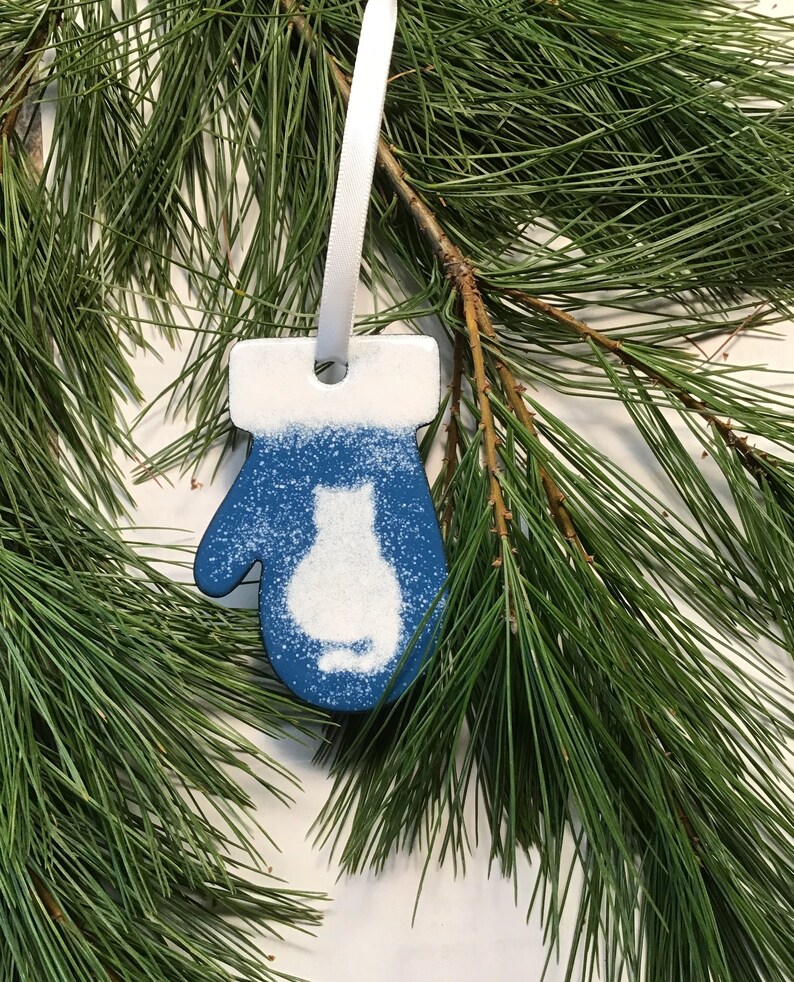 Mitten Cat Ornament Enameled Available in Two Colors image 3