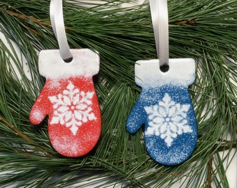 Mitten Snowflake Ornament Enameled Available in Two Colors