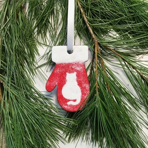 Mitten Cat Ornament Enameled Available in Two Colors image 2