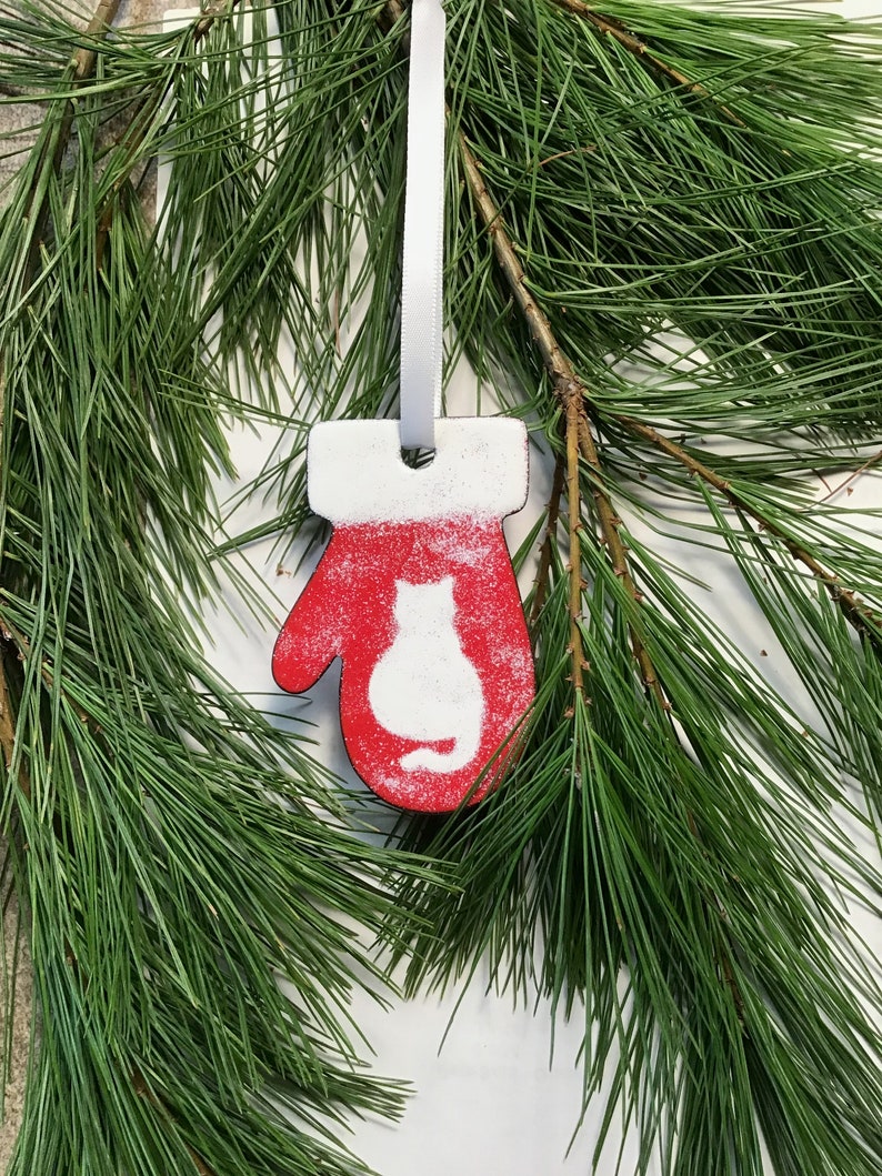 Mitten Cat Ornament Enameled Available in Two Colors image 2