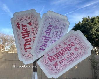 Book Club Ticket Stickers, Waterproof stickers, Reading Stickers, Book Club stickers, Gifts for Readers, Gifts for Her, Sticker Bundle, Cute