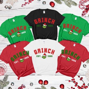 Festive Grinch T shirts for Christmas, Matching Grinch Family Christmas Shirts, Christmas Gifts, Festive Holiday Shirts, Matching Family PJs