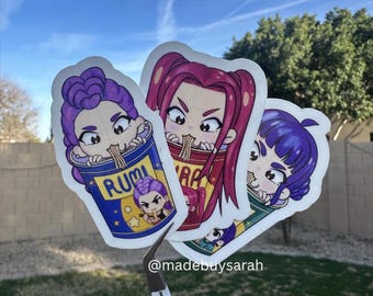 Adorable Kpop Demon Hunters Waterproof Stickers, Rumi Sticker, Zoey sticker, Mira sticker, Huntrix stickers, gift ideas, cute stickers