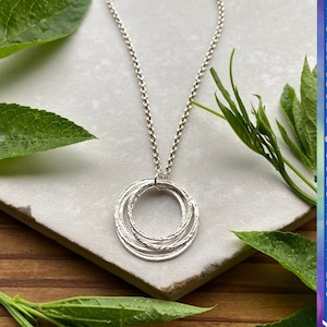 Sterling Silver 50th Milestone Necklace, Mid Size Handmade 5 Circle Necklace, Unique 50th Birthday Gift for Women, 5 Rings for 5 Decades