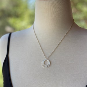 Minimalist 6 Circle 60th Birthday Milestone Necklace - Sterling Silver Six Rings for 6 Decades Sparkly Circles Pendant on Elegant Chain - Handcrafted Unique Meaningful Jewelry Gift for Decade Birthdays