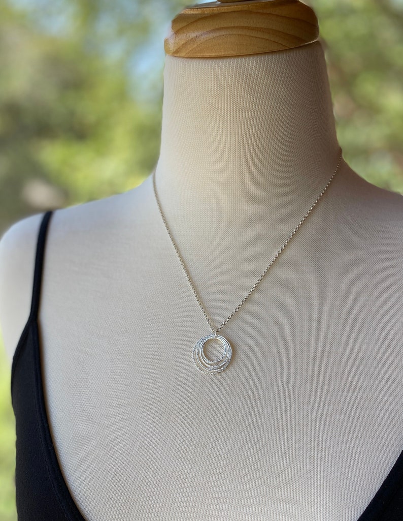 Minimalist 6 Circle 60th Birthday Milestone Necklace - Sterling Silver Six Rings for 6 Decades Sparkly Circles Pendant on Elegant Chain - Handcrafted Unique Meaningful Jewelry Gift for Decade Birthdays