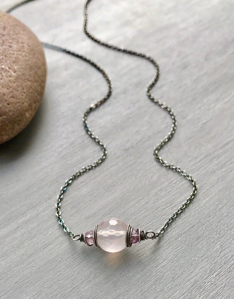 Rose quartz choker necklace Clearance