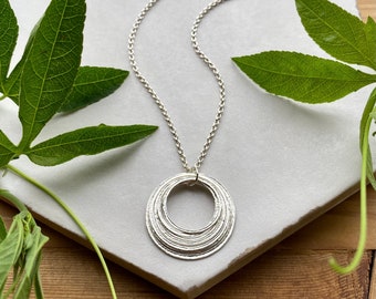 10 Rings for 10 Decades, Sterling Silver 100th Birthday Necklace, Handcrafted Milestone Jewelry