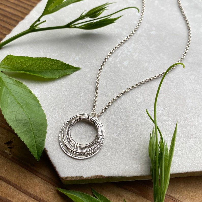 Minimalist 6 Circle 60th Birthday Milestone Necklace - Sterling Silver Six Rings for 6 Decades Sparkly Circles Pendant on Elegant Chain - Handcrafted Unique Meaningful Jewelry Gift for Decade Birthdays