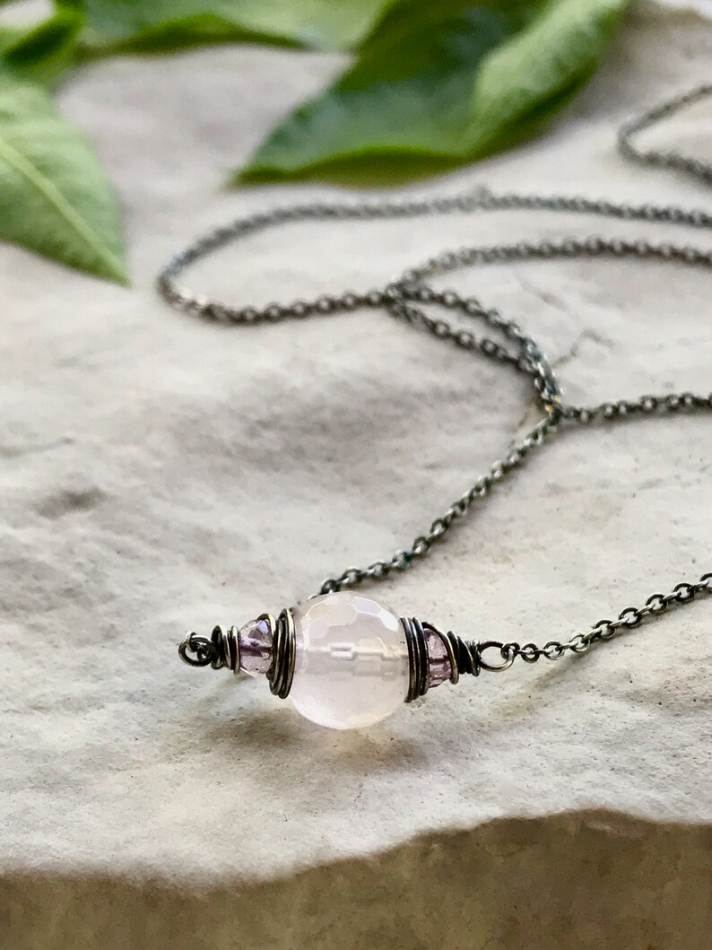 Rose quartz choker necklace Clearance