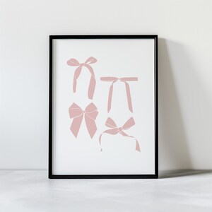 Coquette Printable Pink Bows Wall Decor | Preppy Girly Room Decor, Balletcore Wall Art, Trendy Bows Poster, Soft Girl Aesthetic, Nursery Art
