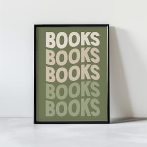 Bookish Sage Green Wall Art Library Decor Book Themed Print for Book Lovers Gift for Readers Cosy Home Decor Typography Poster Book Club
