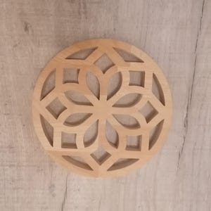 Untersetzer, Dekoration, Massivholzrosette, Mandala, Heilige Geometrie