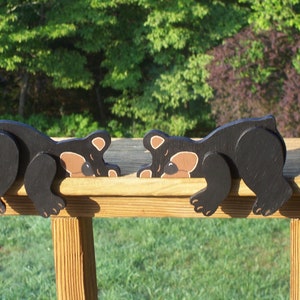 Black Bear Pair Wood Handmade Nursery Child's Room Rustic Cabin Lodge Lake House Mantel Shelf Sitter Railing