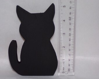 Cat Kitten Black Silhouette Wood Handmade Home Decor Shelf Sitter Gift Wall Decor