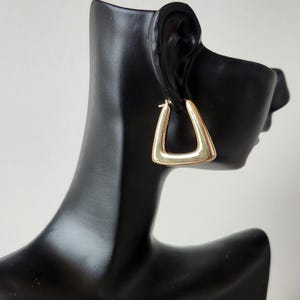18k Solid Gold Triangular Hoop Earrings, Minimalist Jewelry, Statement Piece, Gift for Her