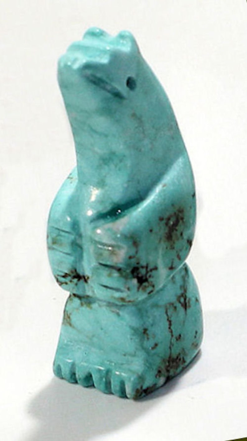 STANDING BEAR Focal Pendant Fetish Animal Totem drilled Your Choice Turquoise Magnesite