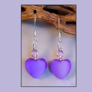 Asian Sea Mother of  Pearl (dyed) Heart Earrings- choice of purple, pink, turquoise