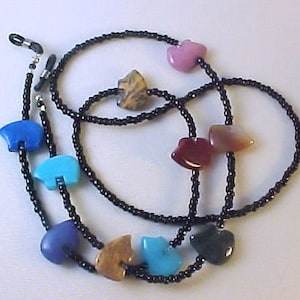 Multi Gemstone Zuni Bear Eyeglass Chain