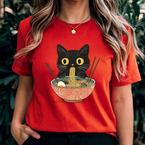 Noodle Cat Shirt, Noodle Cat Sweatshirt, Cat Lovers Tshirt, Black Cat Shirt, Gift For Friend